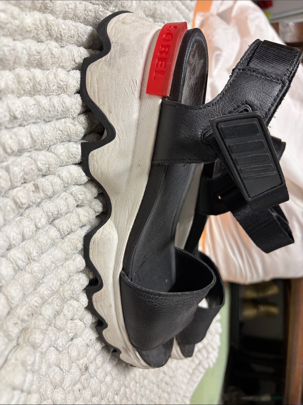Sorrel Black Platform Sport Sandals with Rugged Sole